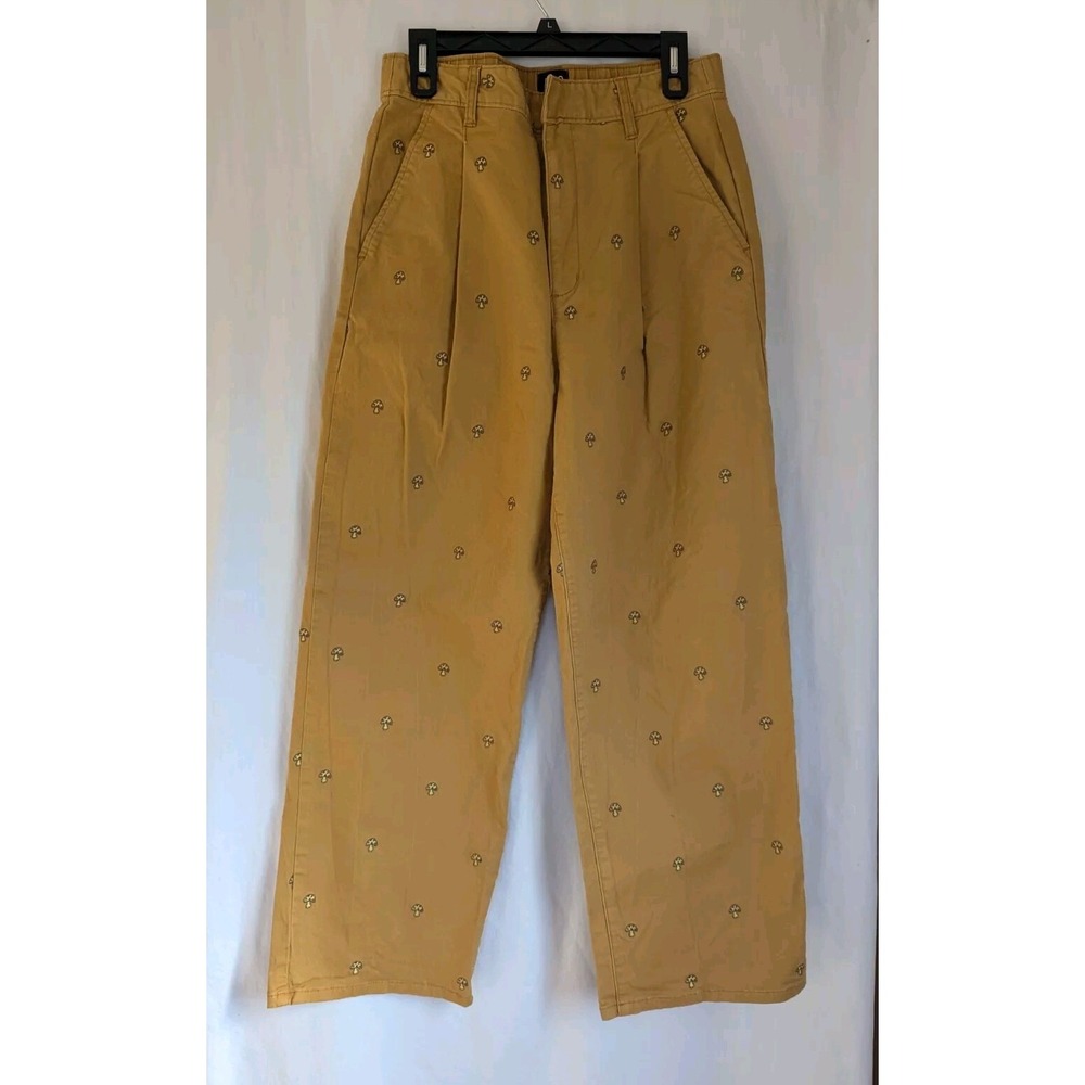 Urban Outfitters Mustard Yellow Embroidered Straight-Leg Pants